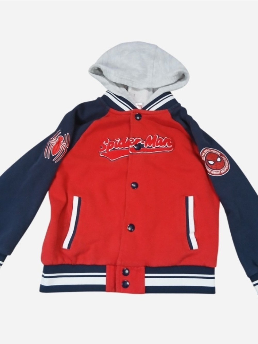 Marvel Spider-Man Hoodie Varsity Hooded Jacket Full Button Toddler Boys Size 6